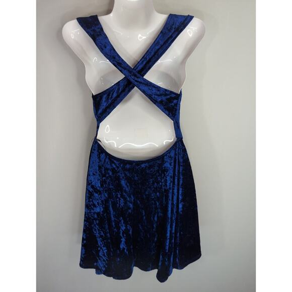 Lulus‎ Solo Album Navy Blue Backless Velvet Skater Dress Small NWT Party Skater - Picture 7 of 14